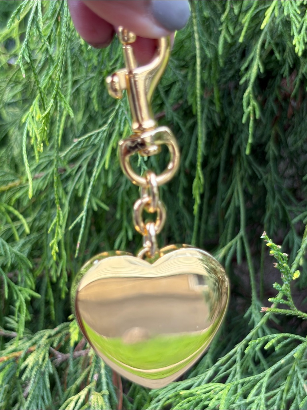COACH Legacy Stripe Heart Locket Bag Charm Keychain - Picture 4 of 8